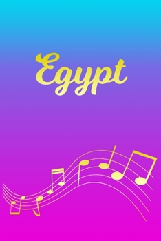 Paperback Egypt: Sheet Music Note Manuscript Notebook Paper - Pink Blue Gold Personalized Letter E Initial Custom First Name Cover - Mu Book