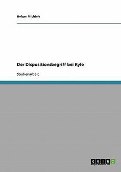 Paperback Der Dispositionsbegriff bei Ryle [German] Book