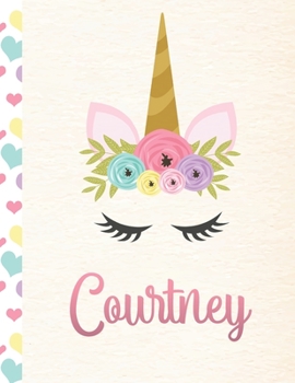 Paperback Courtney: Personalized Unicorn Primary Handwriting Notebook For Girls With Pink Name - Dotted Midline Handwriting Practice Paper Book