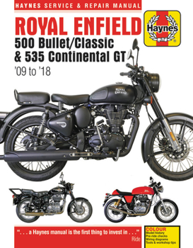 Paperback Royal Enfield 500 Bullet / Classic & 535 Continental GT Haynes Service & Repair Manual: '09 to '18 Book