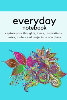 Paperback Everyday Notebook: Aqua - Capture Thoughts, Ideas, Inspirations, Notes, To-Do's: 2x9 Lined and Blank Pages Journal / Diary Book