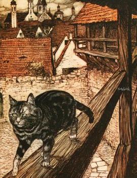 Paperback Notebook: Arthur Rackham Hansel and Gretel Cat - Large 110 Pages Wideruled Book