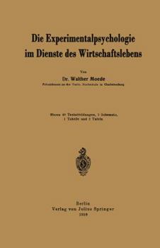 Paperback Die Experimentalpsychologie Im Dienste Des Wirtschaftslebens [German] Book