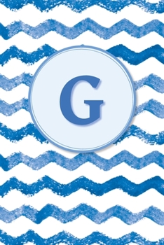 G: Initial Monogram Blank Journal College Rule Lined | 6x9 | Blue Watercolor Stripes (Blue Watercolor Striped Journals)