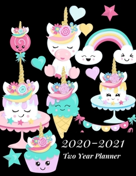 Paperback 2020-2021 Two Year Planner: Black Kawaii Cover-2-year Monthly Jan - Dec 2020-2021 Daily Weekly Monthly Calendar Planner- Large 24 Months 8.5x11 No Book