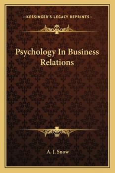 Paperback Psychology In Business Relations Book