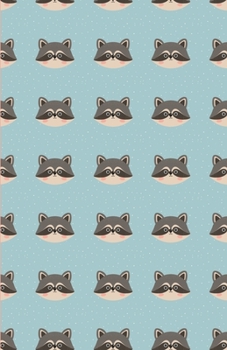 Paperback Bullet Dot Grid Journal: Cute Racoons Animal Illustration Blue Pattern, Dotted Grid, (5.5 x 8.5) Book