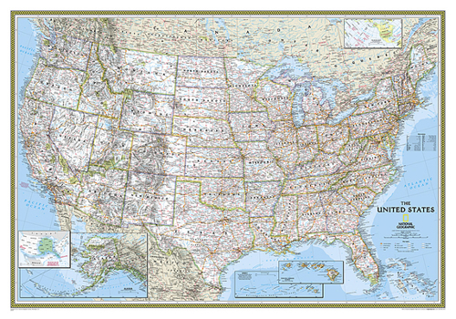 Unbound National Geographic United States Wall Map - Classic - Laminated (43.5 X 30.5 In) Book