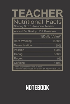 teacher nutritional facts: small lined Humor Nutritional Facts Notebook / Travel Journal to write in (6'' x 9'') 120 pages
