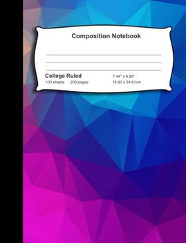 Paperback Composition Notebook: College Rule 100 Sheets-200 Pages-Purple Multicolor Geometric Book