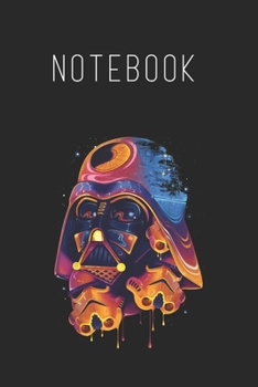 Notebook: Star Wars Darth Vader Trooper Helmets Psychedelic Drip Size Blank Pages Lined Journal Notebook with Black Cover Size 6in x 9in  x120 Pages for Kids or Men and Women