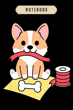 Notebook: Cute little corgi with wrapping paper funny christmas gifts Notebook|6x9(100 pages)Blank Lined Paperback Journal For Student, corgi pups, ... girls, boys, men, corgi birthday gift,