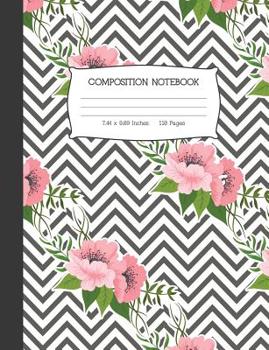 Paperback Composition Notebook: Black and White Floral College Ruled Lined Journal Book