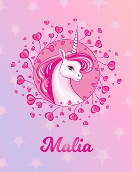 Paperback Malia: Unicorn Sheet Music Note Manuscript Notebook Paper - Magical Horse Personalized Letter M Initial Custom First Name Cov Book