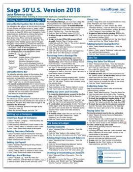 Pamphlet Sage 50 2018 U.S. Edition Quick Reference Training Card - Laminated Tutorial Guide Cheat Sheet (Instructions and Tips) Book
