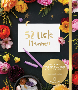 Diary 52 Lists Planner Undated 12-Month Monthly/Weekly Spiralbound Planner with Pocket S (Black Floral): Includes Prompts for Well-Being, Reflection, Person Book