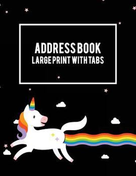 Address Book Large Print with Tabs : Unicorn Gay Flag, Address Book with Birthdays and Anniversaries, Tabs Book Large Print 8. 5 X 11 Organizer and Address Book for Phone Numbers, Email Contact, Birth