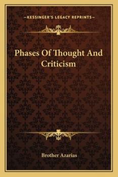 Paperback Phases Of Thought And Criticism Book