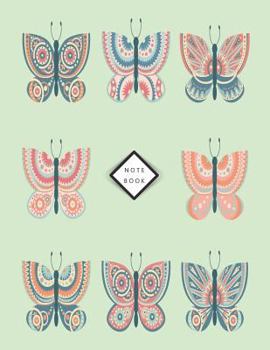 Paperback Notebook: Butterfly collection on green cover and Dot Graph Line Sketch pages, Extra large (8.5 x 11) inches, 110 pages, White p Book