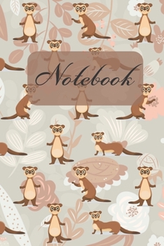 Paperback Notebook: Cute Ferrets Pastel Warm Gray Color - Diary / Notes / Track / Log / Journal, Book Gifts For Women Men Kids Teens Girls Book