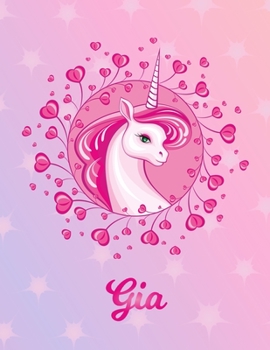Gia: Unicorn Large Blank Primary Sketchbook Paper | Pink Purple Magical Horse Personalized Letter G Initial Custom First Name Cover | Drawing Sketch ... | Art Sketch Book| Create & Learn to Draw