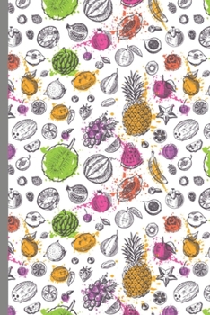 Fruits: 6x9 | 120 Graph Pages 5x5, Perfect Bound | Daily Graph | Grid notebook to Draw, Write, Journal, take notes, make lists, College Mate Cover