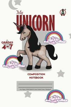 Paperback My Unicorn Primary Composition 4-7 Notebook, 102 Sheets, 6 x 9 Inch White Cover Book