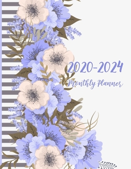 Monthly Planner: Five Year Monthly Calendar and Planner Organizer, 60 Monthly Calendar Schedule Organizer and Hand Lettering Notebook. Floral and Line Background Cover