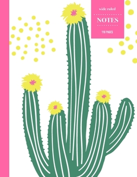 Wide Ruled Notes 110 Pages: Cactus Notebook for Kids, Teens and Students | Succulent Llama Pattern