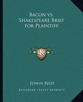 Paperback Bacon vs. Shakespeare Brief for Plaintiff Book