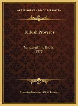 Hardcover Turkish Proverbs: Translated Into English (1873) Book