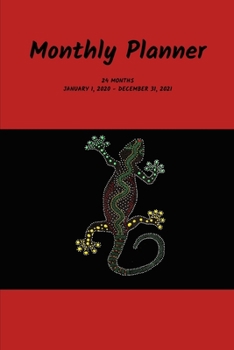 Paperback Monthly Planner: Gecko; 24 months; January 1, 2020 - December 31, 2021; 6" x 9" Book