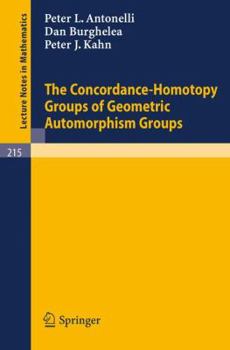 Paperback The Concordance-Homotopy Groups of Geometric Automorphism Groups Book