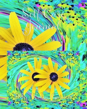 Paperback Self Care Journal: Yellow Rudbeckia Flowers on a Turquoise Swirl Book