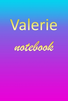 Valerie: Blank Notebook | Wide Ruled Lined Paper Notepad | Writing Pad Practice Journal | Custom Personalized First Name Initial V Blue Purple Gold  | ... Homeschool & University Organizer Daybook