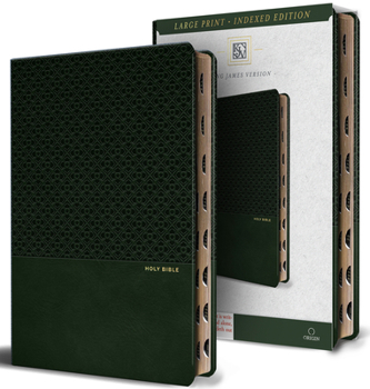 Paperback KJV Holy Bible, Large Print Handy Size Format, Olive Green Premium Imitation Leather with Ribbon Marker, Red Letter, Thumb Index / KJV Holy Bible, Lar [Spanish] Book