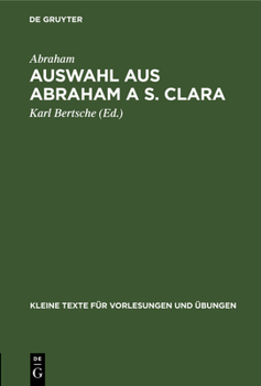 Hardcover Auswahl aus Abraham a S. Clara [German] Book