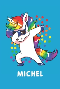 Michel: Personalisiertes Design Notizbuch Einhorn 120 linierte Seiten – Perfekte Geschenkidee für die Schuhe oder Weihnachten mit Vornamen DIN A5 (himmelblau) (German Edition)