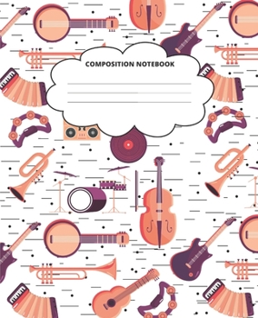 Music Composition Notebook: Blank Lined Cute Notebooks for Girls Teens Kids School Writing Notes Journal (7.5 x 9.25 in)