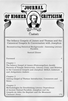 Journal of Higher Criticism Supplement Series #2: The Infancy Gospels of James and Thomas and the Canonical Gospels In Conversation with Josephus - Book  of the Journal of Higher Criticism