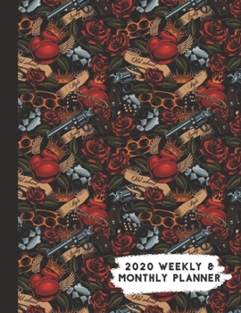 Paperback 2020 Weekly & Monthly Planner: Old School Tattoo Pattern Themed Calendar & Journal Book