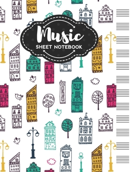 Music Sheet Notebook: Blank Staff Manuscript Paper with Unique Travel Themed Cover Design