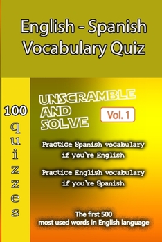 Paperback English - Spanish Vocabulary Quiz - Match the Words - Volume 1 Book