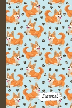 Journal: Playful Cartoon Corgi Dog Diary with Blank Lined Notebook Paper