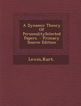 Paperback A Dynamic Theory of Personalityselected Papers. Book