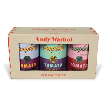 Misc. Andy Warhol Soup Cans Set of 3 Shaped Puzzles in Tins Book