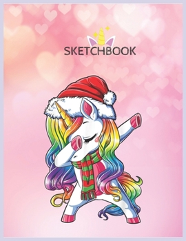 Paperback SketchBook: Dabbing Unicorn Santa Christmas Kids Girls Women Xmas Dab Unicorn Blank Unlined SketchBook for Kids and Girls XL Marpl Book