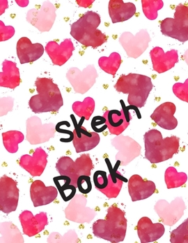 Paperback Skech Book: Watercolor Hearts Notebook for Drawing, Painting, Doodling and Sketching, 110 pages, 8.5"x11" Book