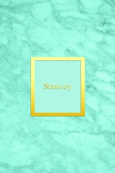 Nancey: Custom dot grid diary for girls | Cute personalised gold and marble diaries for women | Customised Sentimental keepsake notebook doodle journal | Bright blue aqua teal color
