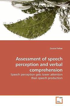 Paperback Assessment of speech perception and verbal comprehension Book